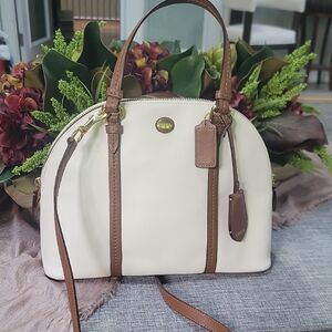Coach Cream and Brown Dome Satchel